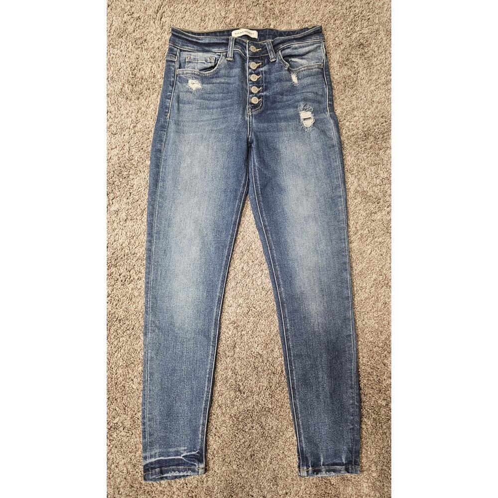 Flying Monkey Jeans Womens 27 Disclosure - High Rise Button Up Ankle Skinny